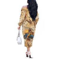 Aloha Hawaii Biker Off The Shoulder Long Sleeve Dress Ride To Paradise