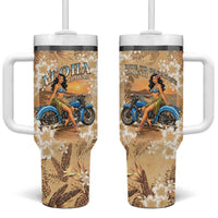 Aloha Hawaii Biker Tumbler With Handle Ride To Paradise