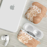 Polynesian Women's Day AirPods Case Brown Hibiscus Flowers With Polynesian Pattern