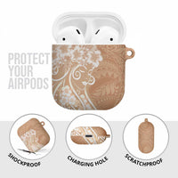 Polynesian Women's Day AirPods Case Brown Hibiscus Flowers With Polynesian Pattern