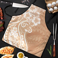 Polynesian Women's Day Apron Brown Hibiscus Flowers With Polynesian Pattern
