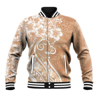 Polynesian Women's Day Baseball Jacket Brown Hibiscus Flowers With Polynesian Pattern LT05 Unisex Brown - Polynesian Pride