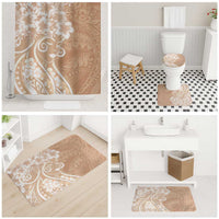 Polynesian Women's Day Bathroom Set Brown Hibiscus Flowers With Polynesian Pattern