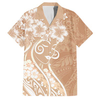 Polynesian Women's Day Family Matching Long Sleeve Bodycon Dress and Hawaiian Shirt Brown Hibiscus Flowers With Polynesian Pattern