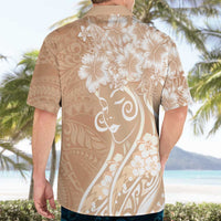Polynesian Women's Day Hawaiian Shirt Brown Hibiscus Flowers With Polynesian Pattern