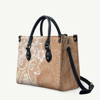 Polynesian Women's Day Leather Bag Brown Hibiscus Flowers With Polynesian Pattern