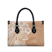 Polynesian Women's Day Leather Bag Brown Hibiscus Flowers With Polynesian Pattern