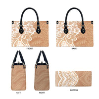 Polynesian Women's Day Leather Bag Brown Hibiscus Flowers With Polynesian Pattern