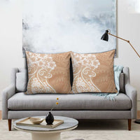 Polynesian Women's Day Pillow Cover Brown Hibiscus Flowers With Polynesian Pattern