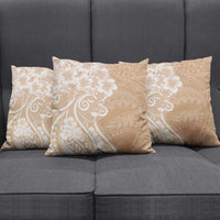 Polynesian Women's Day Pillow Cover Brown Hibiscus Flowers With Polynesian Pattern