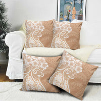 Polynesian Women's Day Pillow Cover Brown Hibiscus Flowers With Polynesian Pattern