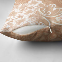 Polynesian Women's Day Pillow Cover Brown Hibiscus Flowers With Polynesian Pattern