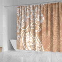 Polynesian Women's Day Shower Curtain Brown Hibiscus Flowers With Polynesian Pattern