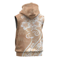 Polynesian Women's Day Sleeveless Hoodie Brown Hibiscus Flowers With Polynesian Pattern