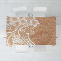 Polynesian Women's Day Tablecloth Brown Hibiscus Flowers With Polynesian Pattern