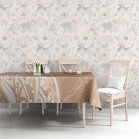 Polynesian Women's Day Tablecloth Brown Hibiscus Flowers With Polynesian Pattern