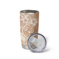 Polynesian Women's Day Tumbler Cup Brown Hibiscus Flowers With Polynesian Pattern LT05 - Polynesian Pride