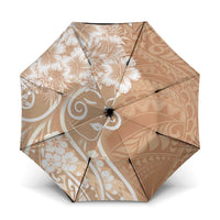 Polynesian Women's Day Umbrella Brown Hibiscus Flowers With Polynesian Pattern