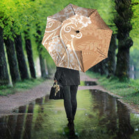 Polynesian Women's Day Umbrella Brown Hibiscus Flowers With Polynesian Pattern