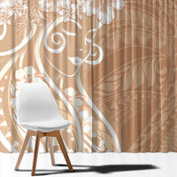 Polynesian Women's Day Window Curtain Brown Hibiscus Flowers With Polynesian Pattern