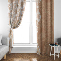 Polynesian Women's Day Window Curtain Brown Hibiscus Flowers With Polynesian Pattern