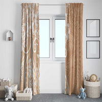 Polynesian Women's Day Window Curtain Brown Hibiscus Flowers With Polynesian Pattern