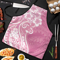 Polynesian Women's Day Apron Pink Hibiscus Flowers With Polynesian Pattern