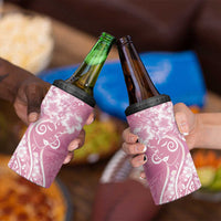 Polynesian Women's Day 4 in 1 Can Cooler Tumbler Pink Hibiscus Flowers With Polynesian Pattern