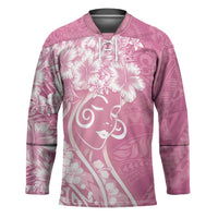 Polynesian Women's Day Hockey Jersey Pink Hibiscus Flowers With Polynesian Pattern LT05 Unisex Pink - Polynesian Pride