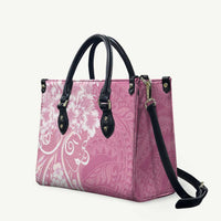 Polynesian Women's Day Leather Bag Pink Hibiscus Flowers With Polynesian Pattern