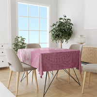 Polynesian Women's Day Tablecloth Pink Hibiscus Flowers With Polynesian Pattern