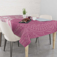 Polynesian Women's Day Tablecloth Pink Hibiscus Flowers With Polynesian Pattern