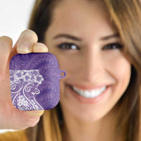 Polynesian Women's Day AirPods Case Purple Hibiscus Flowers With Polynesian Pattern