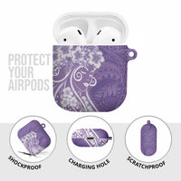 Polynesian Women's Day AirPods Case Purple Hibiscus Flowers With Polynesian Pattern