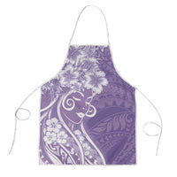 Polynesian Women's Day Apron Purple Hibiscus Flowers With Polynesian Pattern
