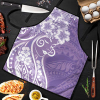 Polynesian Women's Day Apron Purple Hibiscus Flowers With Polynesian Pattern