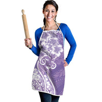 Polynesian Women's Day Apron Purple Hibiscus Flowers With Polynesian Pattern