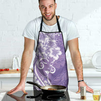 Polynesian Women's Day Apron Purple Hibiscus Flowers With Polynesian Pattern