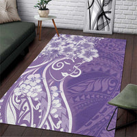 Polynesian Women's Day Area Rug Purple Hibiscus Flowers With Polynesian Pattern LT05 Purple - Polynesian Pride
