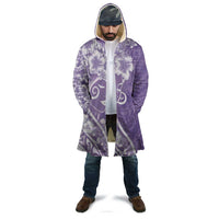 Polynesian Women's Day Cloak Purple Hibiscus Flowers With Polynesian Pattern