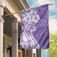 Polynesian Women's Day Garden Flag Purple Hibiscus Flowers With Polynesian Pattern