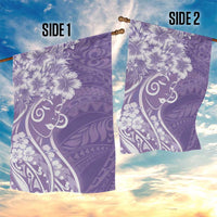 Polynesian Women's Day Garden Flag Purple Hibiscus Flowers With Polynesian Pattern