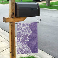 Polynesian Women's Day Garden Flag Purple Hibiscus Flowers With Polynesian Pattern