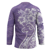 Polynesian Women's Day Hockey Jersey Purple Hibiscus Flowers With Polynesian Pattern LT05 - Polynesian Pride