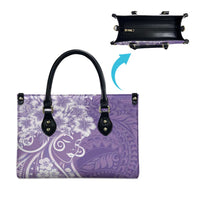 Polynesian Women's Day Leather Bag Purple Hibiscus Flowers With Polynesian Pattern
