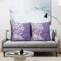 Polynesian Women's Day Pillow Cover Purple Hibiscus Flowers With Polynesian Pattern