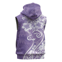 Polynesian Women's Day Sleeveless Hoodie Purple Hibiscus Flowers With Polynesian Pattern LT05 - Polynesian Pride