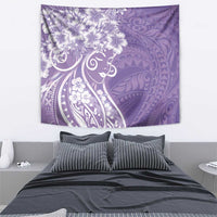Polynesian Women's Day Tapestry Purple Hibiscus Flowers With Polynesian Pattern