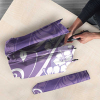 Polynesian Women's Day Umbrella Purple Hibiscus Flowers With Polynesian Pattern