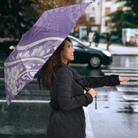 Polynesian Women's Day Umbrella Purple Hibiscus Flowers With Polynesian Pattern